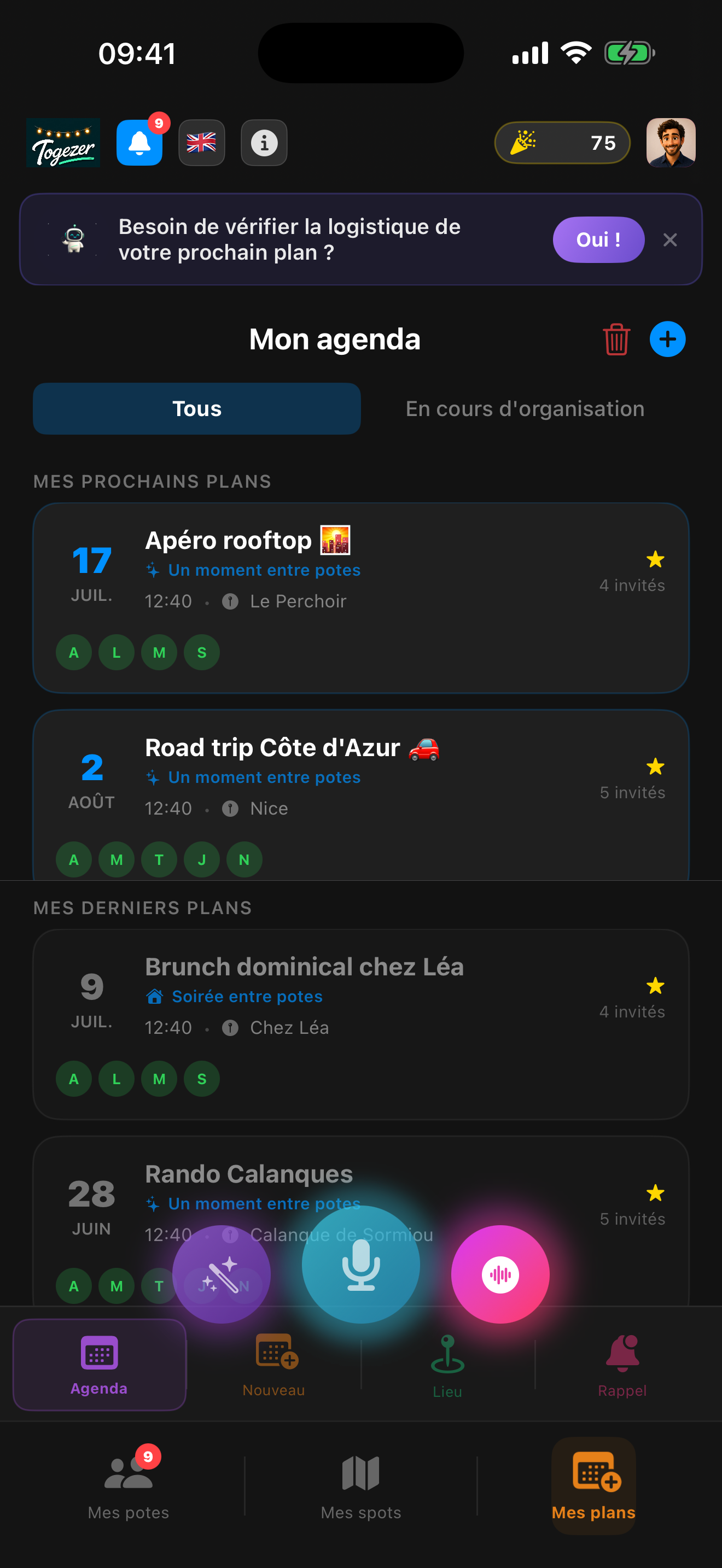 Agenda des plans