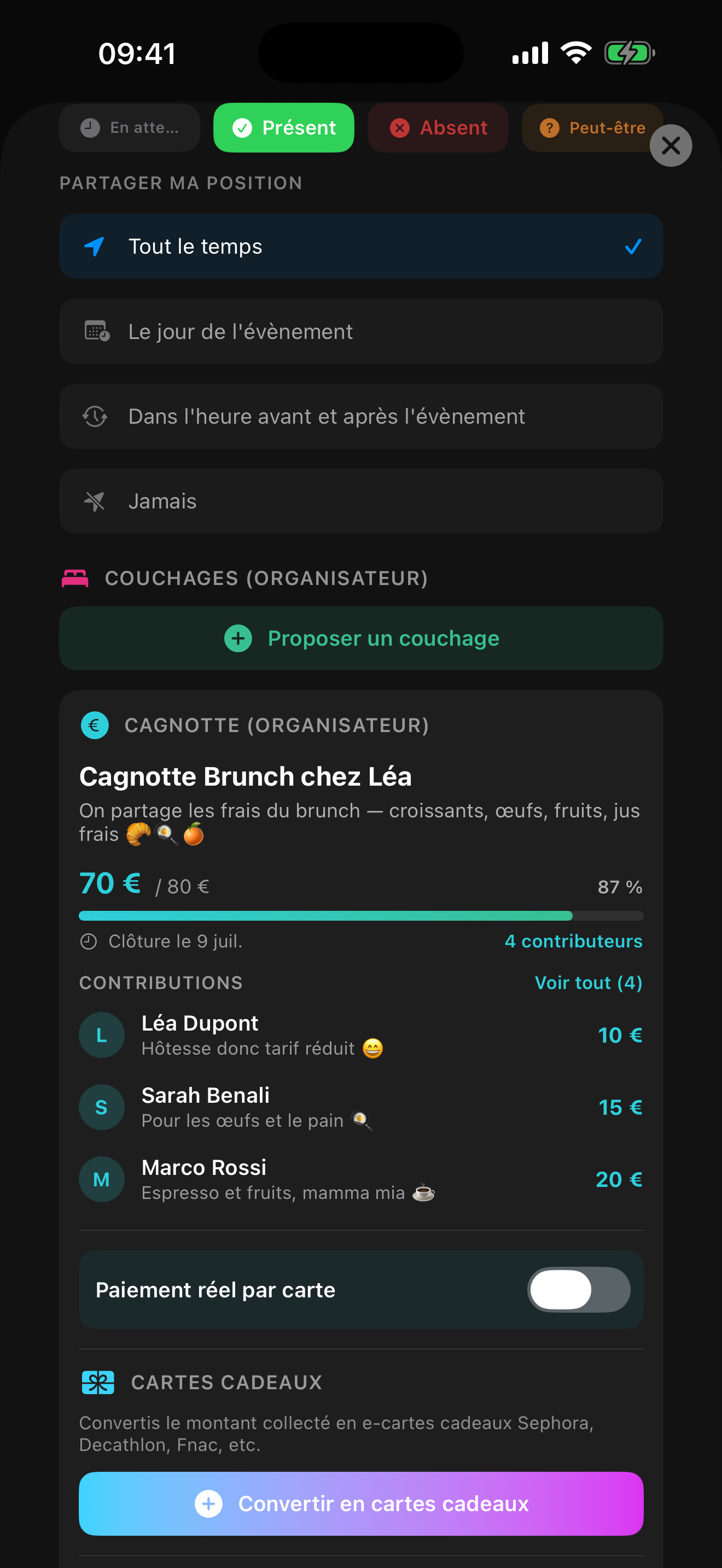 Cagnotte entre amis